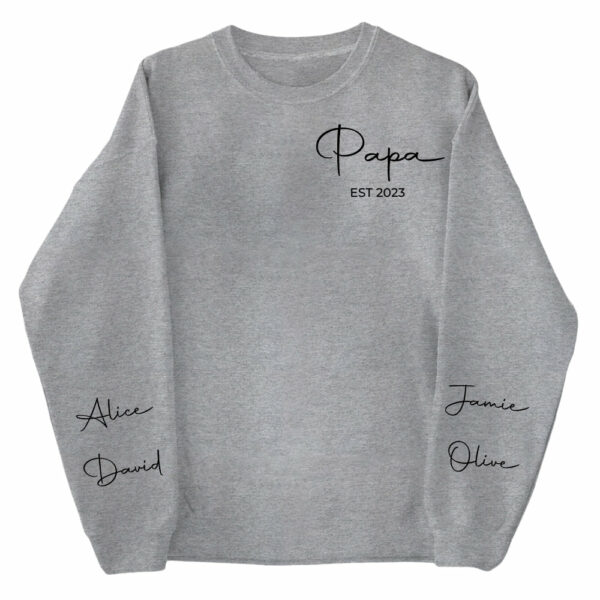 Personalize Papa Sweatshirt with Grandkids Names on Sleeve, Grandpa Sweatshirt, Abuelo Sweatshirt, Fathers Day Gift, New Grandpa Gift - Image 10