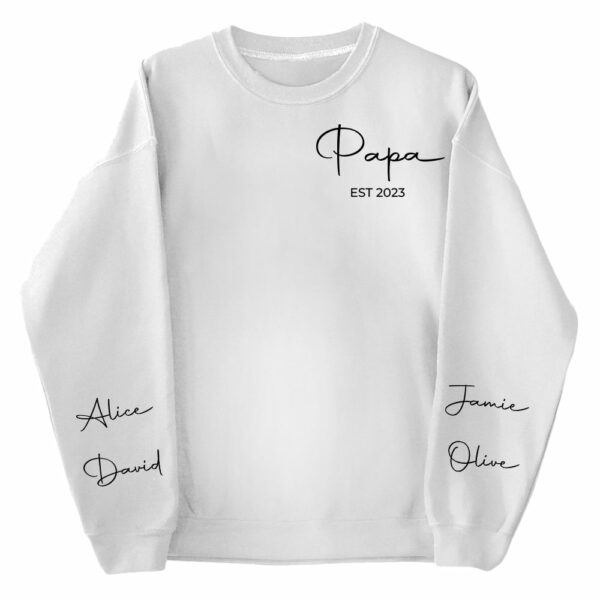Personalize Papa Sweatshirt with Grandkids Names on Sleeve, Grandpa Sweatshirt, Abuelo Sweatshirt, Fathers Day Gift, New Grandpa Gift - Image 6