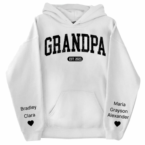 Personalize Papa Sweatshirt with Grandkids Names on Sleeve, Grandpa Sweatshirt, Abuelo Sweatshirt, Fathers Day Gift, New Grandpa Gift Vr2 - Image 11