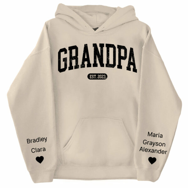 Personalize Papa Sweatshirt with Grandkids Names on Sleeve, Grandpa Sweatshirt, Abuelo Sweatshirt, Fathers Day Gift, New Grandpa Gift Vr2 - Image 3
