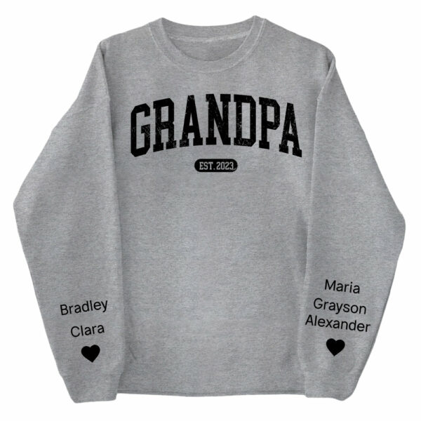Personalize Papa Sweatshirt with Grandkids Names on Sleeve, Grandpa Sweatshirt, Abuelo Sweatshirt, Fathers Day Gift, New Grandpa Gift Vr2 - Image 8