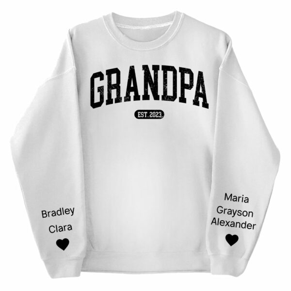 Personalize Papa Sweatshirt with Grandkids Names on Sleeve, Grandpa Sweatshirt, Abuelo Sweatshirt, Fathers Day Gift, New Grandpa Gift Vr2 - Image 4