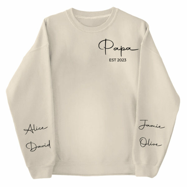 Personalize Papa Sweatshirt with Grandkids Names on Sleeve, Grandpa Sweatshirt, Abuelo Sweatshirt, Fathers Day Gift, New Grandpa Gift - Image 2