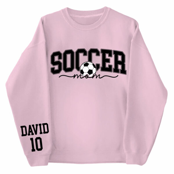 Personalize Soccer Mom Kids Name On Sleeve Sweatshirt, Mom Soccer Sweater, Soccer Mama Shirt, Gift for Soccer Mom, Fall Soccer Season Shirt - Image 6