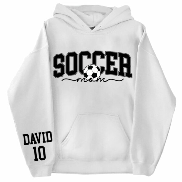 Personalize Soccer Mom Kids Name On Sleeve Sweatshirt, Mom Soccer Sweater, Soccer Mama Shirt, Gift for Soccer Mom, Fall Soccer Season Shirt - Image 9