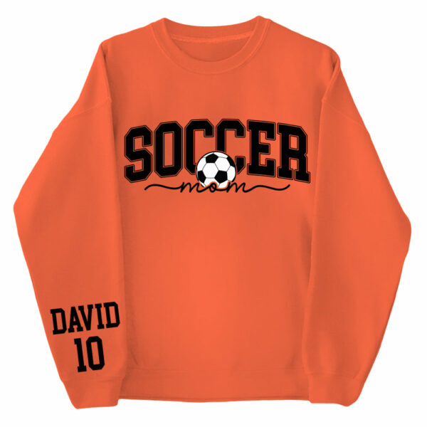 Personalize Soccer Mom Kids Name On Sleeve Sweatshirt, Mom Soccer Sweater, Soccer Mama Shirt, Gift for Soccer Mom, Fall Soccer Season Shirt - Image 7