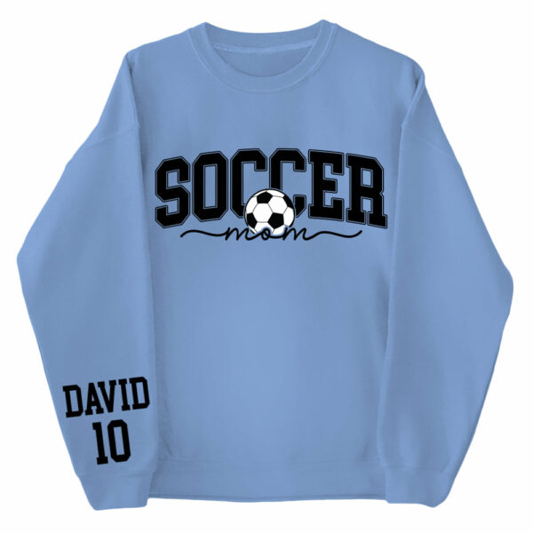 Personalize Soccer Mom Kids Name On Sleeve Sweatshirt, Mom Soccer Sweater, Soccer Mama Shirt, Gift for Soccer Mom, Fall Soccer Season Shirt - Image 8