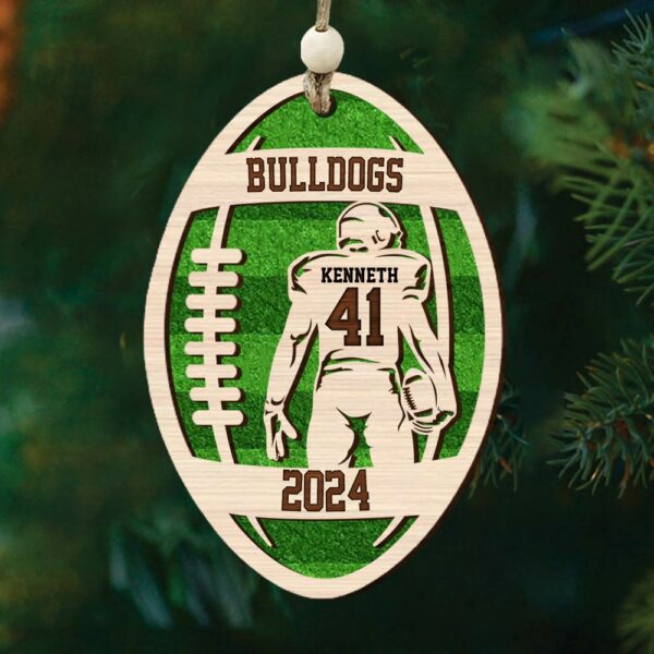 Personalized 3D Football Ornament, Layered and Engraved Wooden Sports Ornament - Image 5