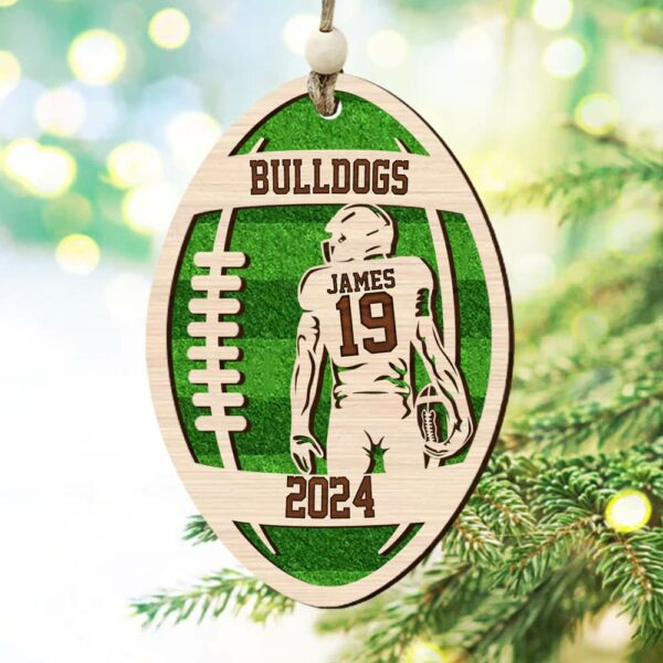 Personalized 3D Football Ornament, Layered and Engraved Wooden Sports Ornament - Image 7