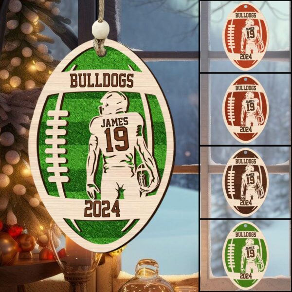 Personalized 3D Football Ornament, Layered and Engraved Wooden Sports Ornament - Image 8