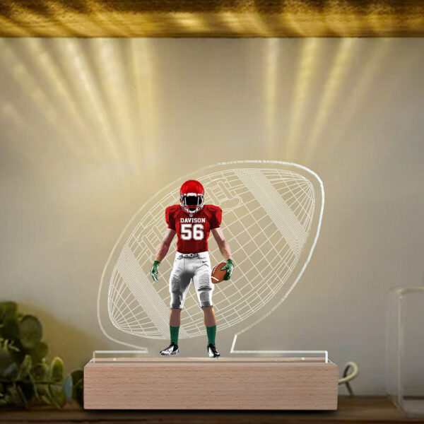 Personalized 3D Led Light Wooden Base Gift For American Football Player - Football Game Days Night Light - Image 4