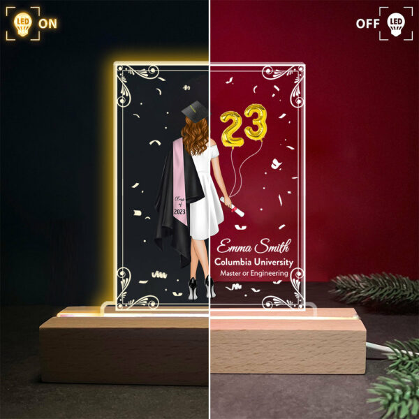 Personalized 3D Led Light Wooden Graduation Gift For Her Senior Gift Graduate 2024 K1702 - Image 3