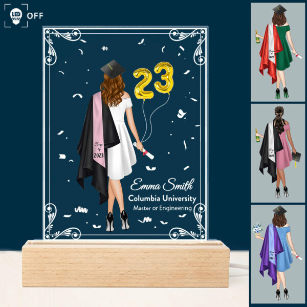 Personalized 3D Led Light Wooden Graduation Gift For Her Senior Gift Graduate 2024 K1702
