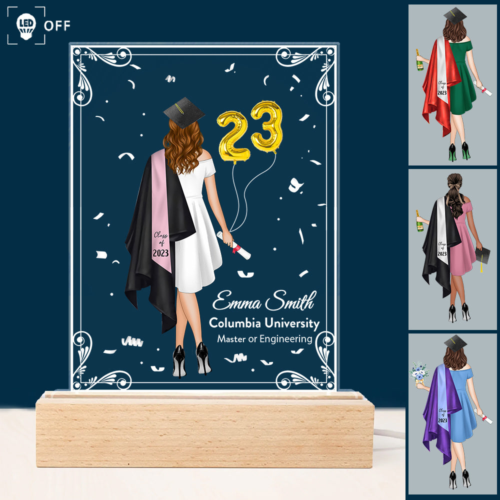 Personalized 3D Led Light Wooden Graduation Gift For Her Senior Gift Graduate 2024 K1702