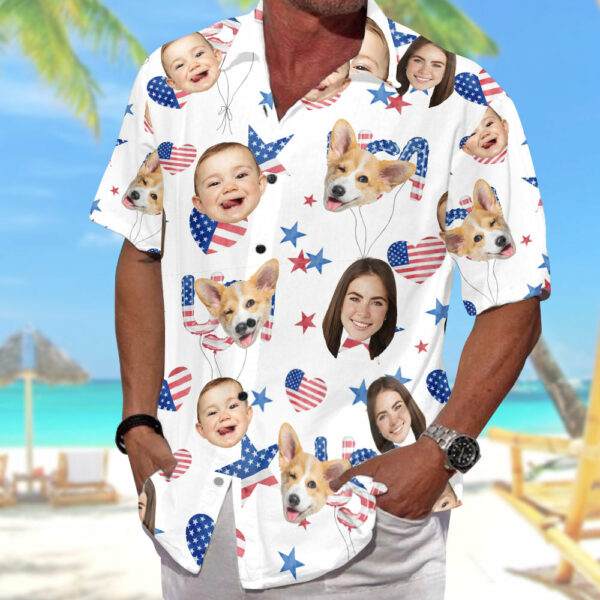 Personalized 4th Of July Hawaiian Shirt with Faces, Custom Hawaiian Shirt with Face - Image 4