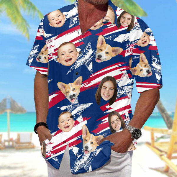 Personalized 4th Of July Hawaiian Shirt with Faces, Custom Hawaiian Shirt with Face - Image 3