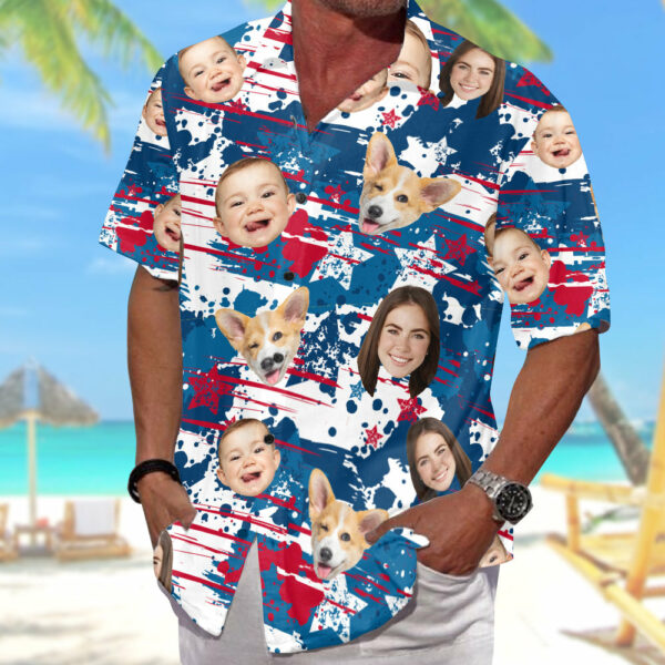 Personalized 4th Of July Hawaiian Shirt with Faces, Custom Hawaiian Shirt with Face - Image 7