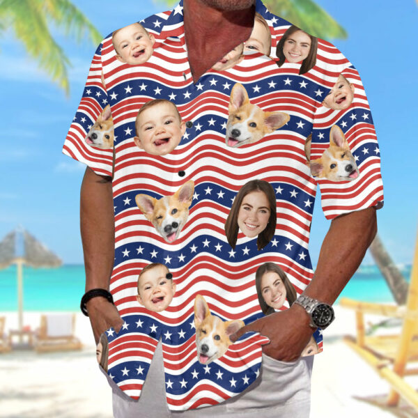 Personalized 4th Of July Hawaiian Shirt with Faces, Custom Hawaiian Shirt with Face - Image 2