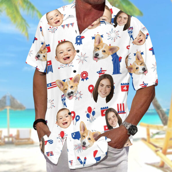Personalized 4th Of July Hawaiian Shirt with Faces, Custom Hawaiian Shirt with Face - Image 6