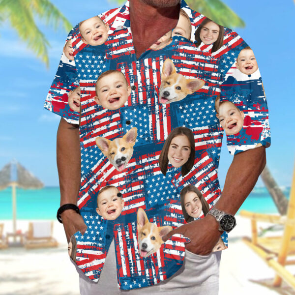 Personalized 4th Of July Hawaiian Shirt with Faces, Custom Hawaiian Shirt with Face - Image 10