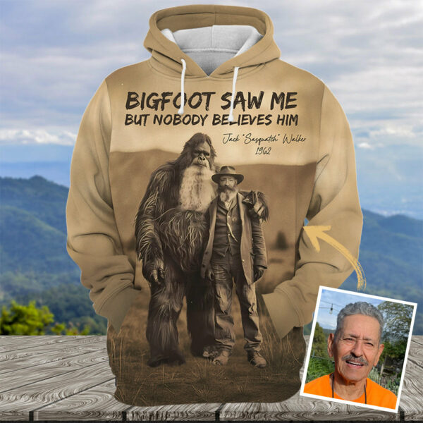 Personalized All Over Print Shirt Bigfoot Saw Me But Nobody Believes Him, Bigfoot Print Mystery Art 19th Century - Gift For Bigfoot Lovers Do98 - Image 3