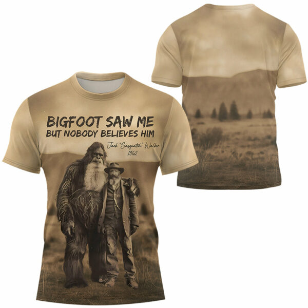 Personalized All Over Print Shirt Bigfoot Saw Me But Nobody Believes Him, Bigfoot Print Mystery Art 19th Century - Gift For Bigfoot Lovers Do98 - Image 5