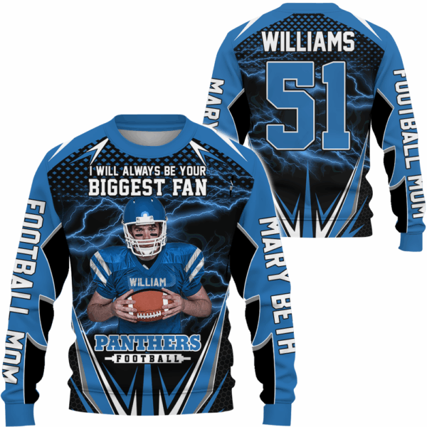 Personalized All Over Print Shirt I Will Always Be Your Biggest Fan Gift For Football Mom Grandma Sport Family K1702 - Image 5