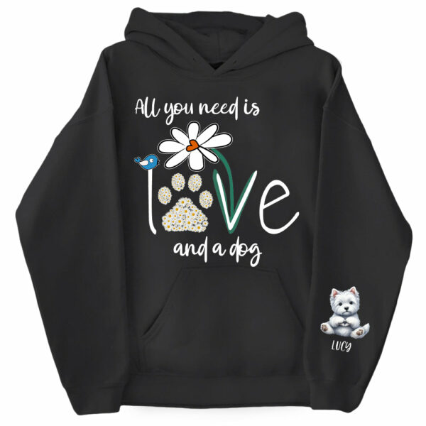 Personalized All You Need Is Love And A Your Dog Named Shirt - Dogs Giving Heart Hand Sign Cute Art Shirt For Dog Lovers - Image 7