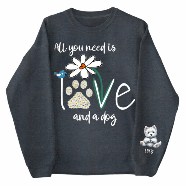 Personalized All You Need Is Love And A Your Dog Named Shirt - Dogs Giving Heart Hand Sign Cute Art Shirt For Dog Lovers - Image 3