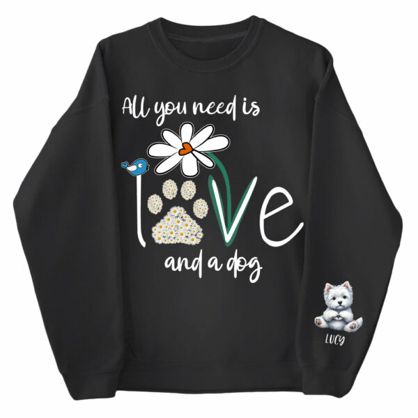 Personalized All You Need Is Love And A Your Dog Named Shirt - Dogs Giving Heart Hand Sign Cute Art Shirt For Dog Lovers - Image 2
