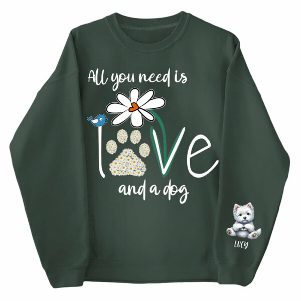 Personalized All You Need Is Love And A Your Dog Named Shirt - Dogs Giving Heart Hand Sign Cute Art Shirt For Dog Lovers - Image 5