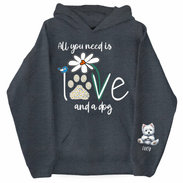 Personalized All You Need Is Love And A Your Dog Named Shirt - Dogs Giving Heart Hand Sign Cute Art Shirt For Dog Lovers - Image 8