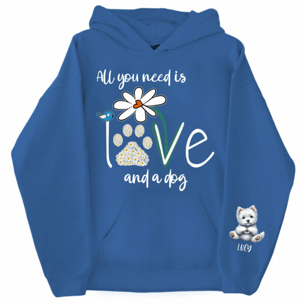 Personalized All You Need Is Love And A Your Dog Named Shirt - Dogs Giving Heart Hand Sign Cute Art Shirt For Dog Lovers - Image 11