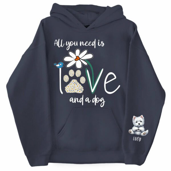 Personalized All You Need Is Love And A Your Dog Named Shirt - Dogs Giving Heart Hand Sign Cute Art Shirt For Dog Lovers - Image 9