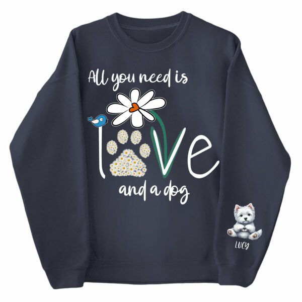 Personalized All You Need Is Love And A Your Dog Named Shirt - Dogs Giving Heart Hand Sign Cute Art Shirt For Dog Lovers - Image 4