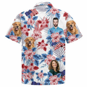 Personalized American Flag Hawaiian Shirt, Custom Photo Face Shirt