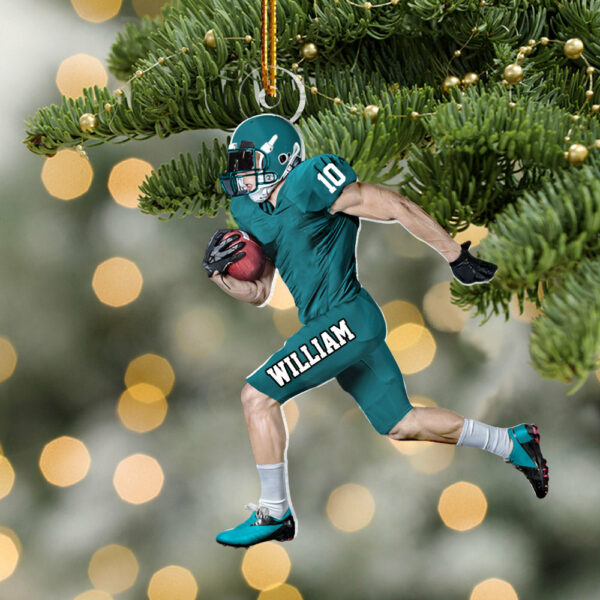 Personalized American Football Ornament, Football Players Running Ornament - Image 2