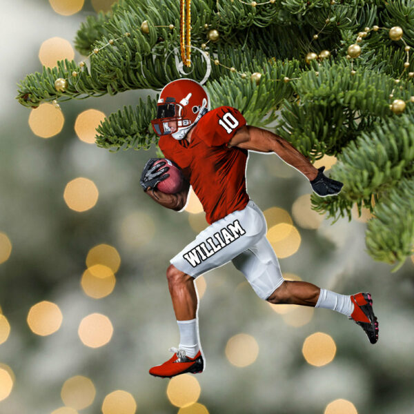 Personalized American Football Ornament, Football Players Running Ornament