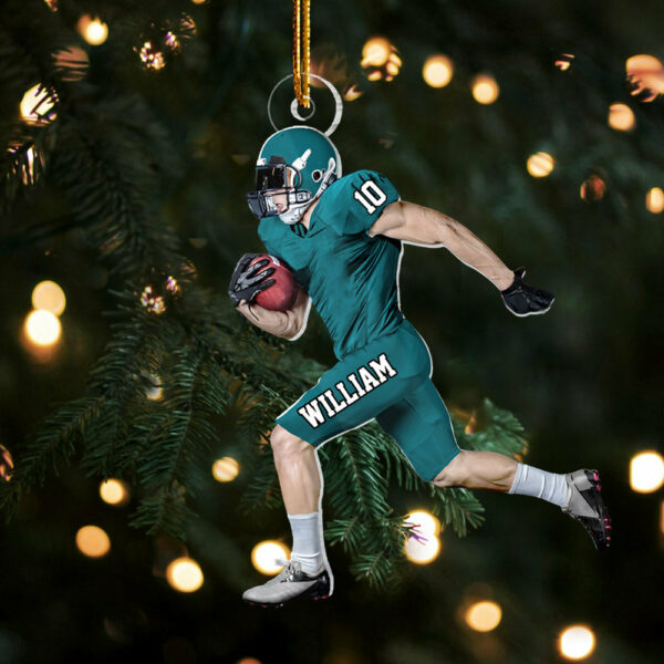 Personalized American Football Ornament, Football Players Running Ornament - Image 5