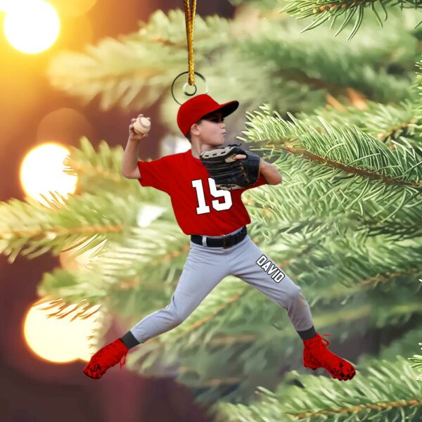 Personalized Baseball Acrylic Christmas Ornament, BaseBall Kid Player Ornament, Baseball Keepsake, Baseball Christmas Ornament - Image 6