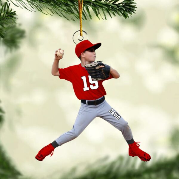 Personalized Baseball Acrylic Christmas Ornament, BaseBall Kid Player Ornament, Baseball Keepsake, Baseball Christmas Ornament - Image 4
