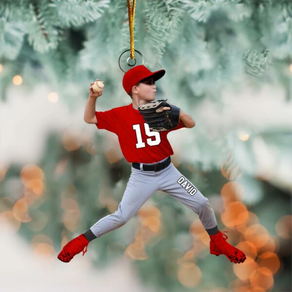 Personalized Baseball Acrylic Christmas Ornament, BaseBall Kid Player Ornament, Baseball Keepsake, Baseball Christmas Ornament - Image 2