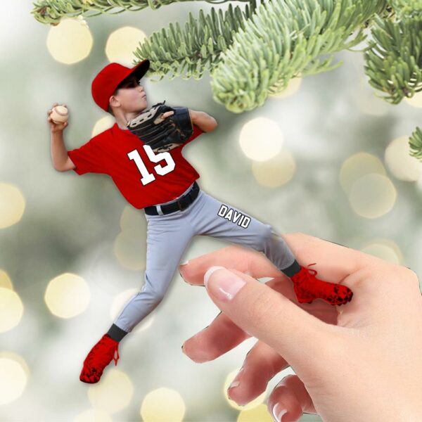 Personalized Baseball Acrylic Christmas Ornament, BaseBall Kid Player Ornament, Baseball Keepsake, Baseball Christmas Ornament - Image 7