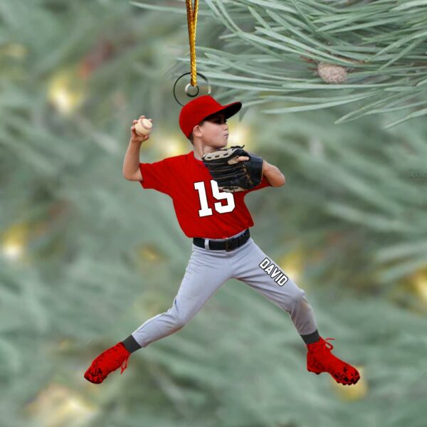 Personalized Baseball Acrylic Christmas Ornament, BaseBall Kid Player Ornament, Baseball Keepsake, Baseball Christmas Ornament - Image 3