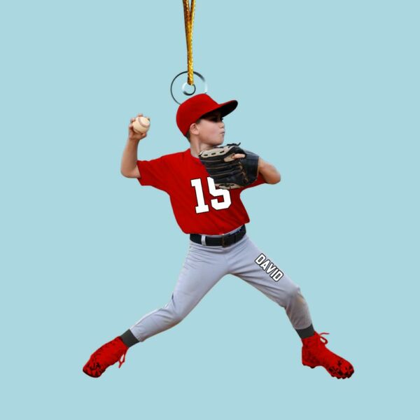 Personalized Baseball Acrylic Christmas Ornament, BaseBall Kid Player Ornament, Baseball Keepsake, Baseball Christmas Ornament - Image 5