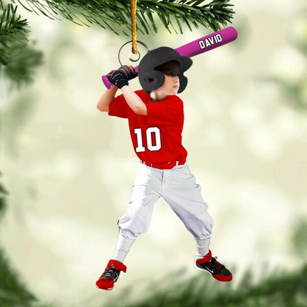 Personalized Baseball Acrylic Christmas Ornament, BaseBall Player Ornament, Baseball Keepsake, Baseball Christmas Ornament - Image 4