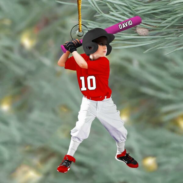 Personalized Baseball Acrylic Christmas Ornament, BaseBall Player Ornament, Baseball Keepsake, Baseball Christmas Ornament - Image 3