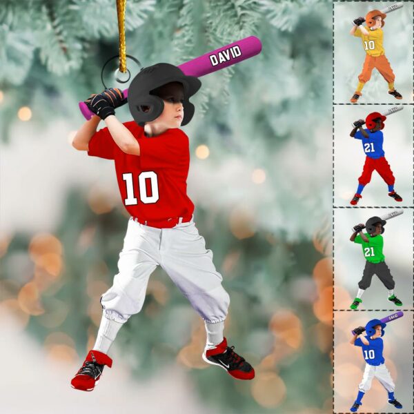 Personalized Baseball Acrylic Christmas Ornament, BaseBall Player Ornament, Baseball Keepsake, Baseball Christmas Ornament