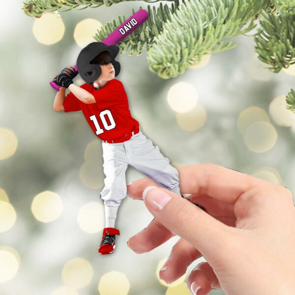 Personalized Baseball Acrylic Christmas Ornament, BaseBall Player Ornament, Baseball Keepsake, Baseball Christmas Ornament - Image 7