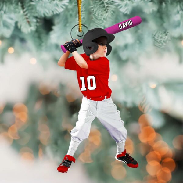 Personalized Baseball Acrylic Christmas Ornament, BaseBall Player Ornament, Baseball Keepsake, Baseball Christmas Ornament - Image 2